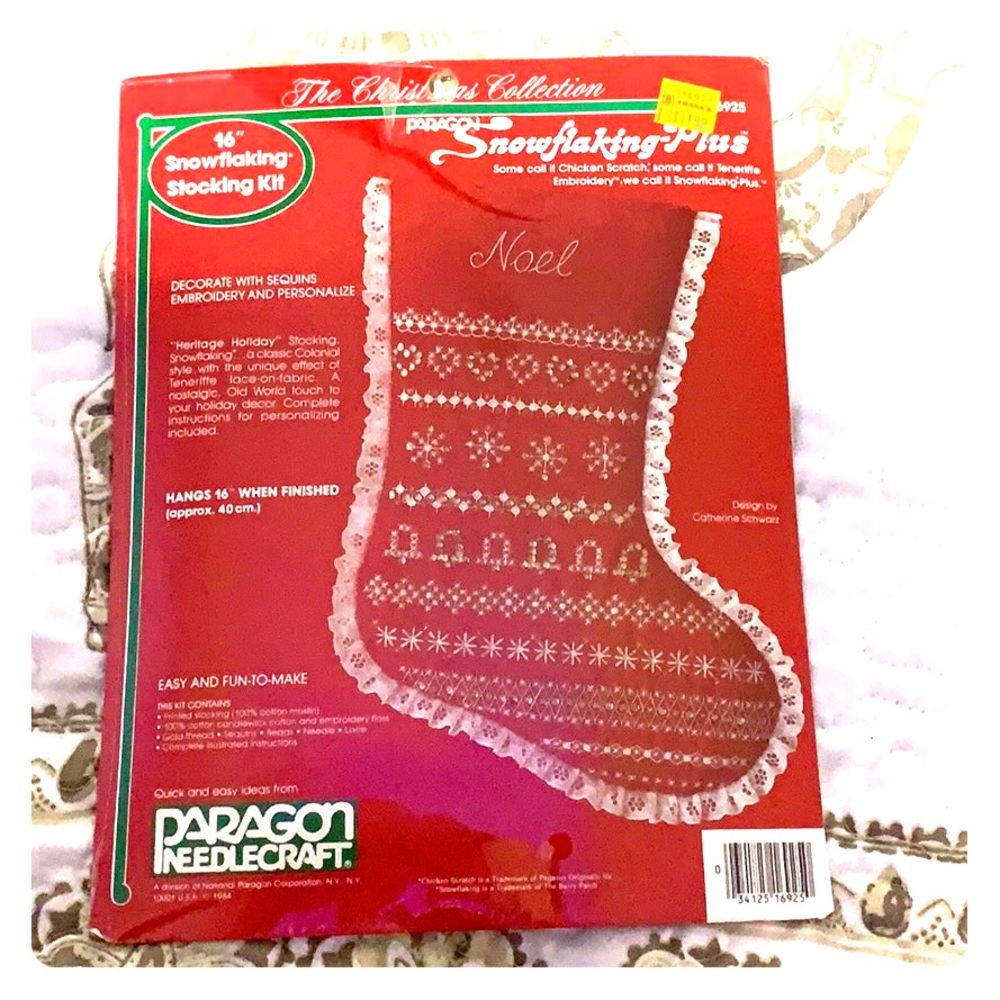 Vintage Christmas stocking kit, new in package.